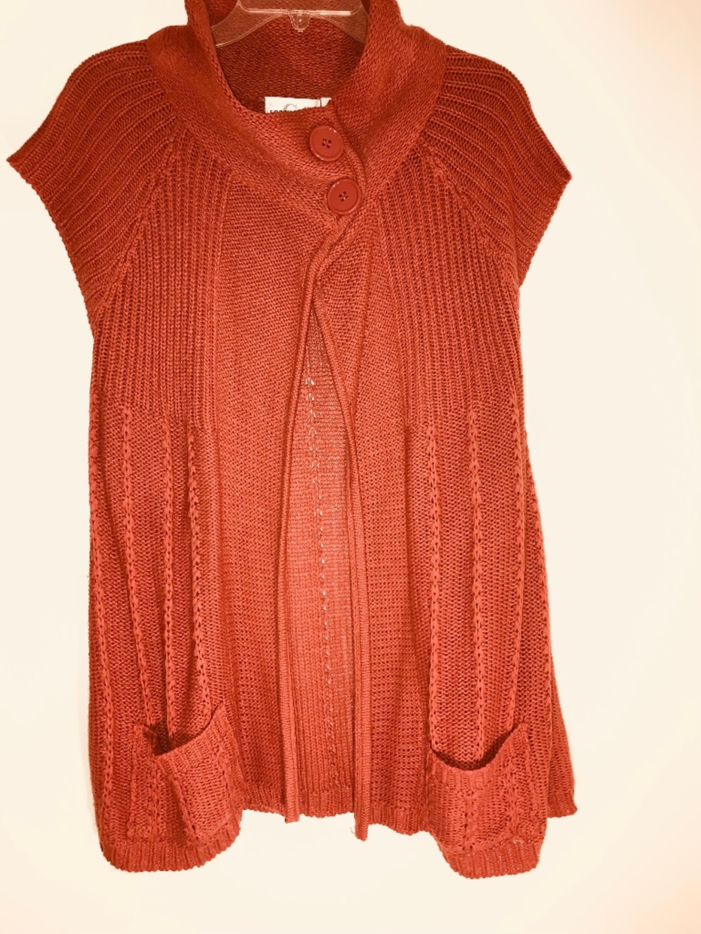 NWT Caren Sport Rust Orange Cowl Neck Cardigan Shortsleeve Sweater 1X Cozy Fall